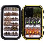 wifreo Fly Fishing Flies Kit - 28/64/92/120pcs Fly Fishing Lures - Dry Wet Nymph Streamer Fishing Fly Starter Set for Trout Fishing with Waterproof Fly Boxââ‚¬¦