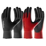 COOLJOB Gardening Gloves for Men, 6 Pairs Work Gloves Men, Durable Garden Gloves Men, Rubber Coated Safety Working Gloves for Power Grip, Men’s Medium Size Fits Most, Black & Red (Half Dozen M)