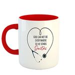 YaaNaa - Printed Coffee Mug, Doctor Theme - God Cannot Be Everywhere, Gifts for Doctors, Gifts for Surgeons, Gifts for Community Workers, Gifts for Medical Students, R2054-RD