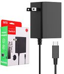 Charger for Nintendo Switch, Fast AC Adapter for Switch Lite/Switch OLED, 15V/2.6A Power Supply for Nintendo Support TV Mode and Dock Station with 5FT USB C Charging Cable