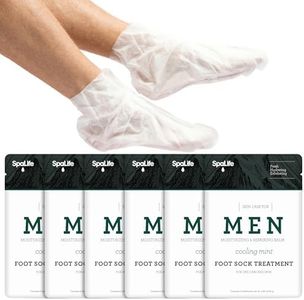 Spa Life Men's Cooling Mint Foot Repair Balm and Moisturizing Socks Set - Revitalizing Hydrating Foot Mask for Soothing Tired, Achy Feet and Softening Dry, Cracked Skin One Size Fits Most- 6 Pairs