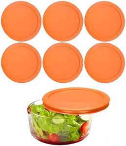 Lids for Pyrex and Anchor Round Glass Containers (4-Cups, Orange-6PK)