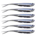 Soft Fishing Lures Fluke Tail Swimbaits Minnow Bait Shad Lure Soft Plastic Lure for Bass Trout Pike Fishing (Color 1, 2.95" - 6Pcs)