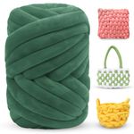 LEREATI Thick Chunky Yarn for Arm Knitting Jumbo Tube Yarn Soft Chunky Knit Blanket Yarn, Velvet Yarn for Crocheting Handbags Hand Knitting Pet Bed Rugs Pillows Crafts (500g, Pine Green)