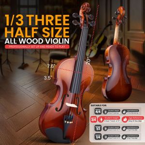 Pyle 3/4 Beginner Violin Kit – Student Instrument with Case & Bow