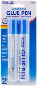 BAZIC Products Washable Glue Pen 1.7 Oz. (50 mL), Liquid Clear Glues Bond Adhesive for Art Crafts Project at School Home Office (2/Pack), 1-Pack