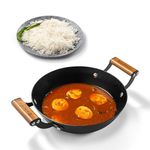 Wonderchef Pre-Seasoned Ferro Light 24cm Kadhai | 2.3L | Acacia Wooden Handles | Gravity Moulding Technology | No Chemical Coating |10 Year Warranty