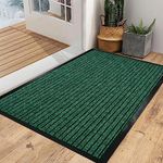 renoazul® Non Skid Washable Rubber Backing Mat, 80 x 150 cm Dirt Grabber, Green Absorbent Runner, Heavy Duty Mud Barrier Carpet, Shoes Dust Scraper Rug for Indoor, Laundry, Door Entrance and Hallway