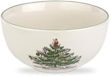 Spode Christmas Tree Large Round 10 Inch Bowl - Porcelain Serving Dish for Salad, Pasta, and Side Dishes - Iconic Holiday Design with Green Trim, Dishwasher, Microwave Safe - Festive Gatherings