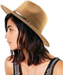 DRESHOW Fedora Hats for Women Men Unisex Fashionable Classic Wide Brim Women Fedora Hat Felt Panama Hat with Belt Buckle