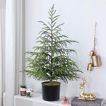 3ft Artificial Norfolk Pine Tree Faux Christmas Tree Green Fake Potted Plants for Front Porch Christmas Indoor Outdoor Decor