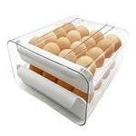 WAIZHIUA 32 Grid Egg Holder Storage Container Clear Double-Layer Kitchen Fridge Egg Drawer Boxes Plastic Egg Basket Organiser for Refrigerator