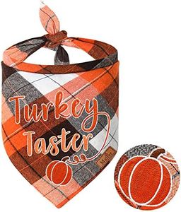 Malier Holiday Dog Bandana, Halloween Thanksgiving Classic Plaid Pet Bandana Embroidered Scarf Triangle Bibs Kerchief Pet Costume Accessories for Small Medium Large Dogs Cats Pets (X-Large, Style 4)