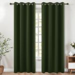 KOUFALL Olive Green Curtains 96 Inches Long 2 Panel Set,Blackout Dark Antique Bronze Gold Grommet Room Darkening Black Out Vintage Curtains for Living Room