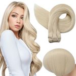 Full Shine Hair Weft Extensions Color 60 Platinum Blonde Extensions Human Hair Weave 10 Inch Double Weft Hair Extensions Blonde 50 Gram Hair Extension for Women