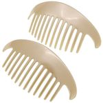 Camila Paris CP3016 French Hair Side Combs, Beige Pearl Interlocking Combs French Twist Hair Combs, Strong Hold Hair Clips for Women Bun Chignon Up-Do, Styling Girls Hair Accessories, Made in France