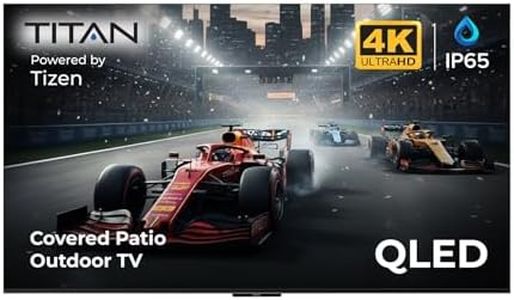 Titan S100 QLED 32 Inch Covered Patio Outdoor Smart TV, IP65 Weatherproof, Tizen, 4K, Dlby Vision - Atmos, Bonus: Premium Tv Cover + Stream Stick, Assembled in USA 2 Yr Warranty