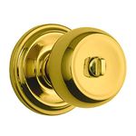 Brinks Push Pull Rotate Door Locks Stafford Privacy Bed/Bath Knob, Polished Brass, 23021-105