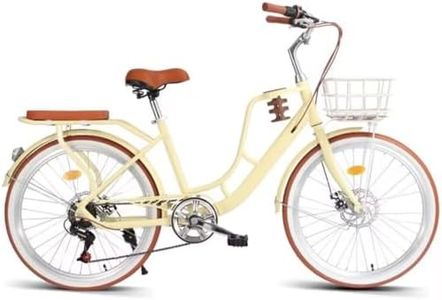 7 Speed Hybrid Bicycle,City & Beach Bikes with Cup Holder,Dual Disc Brakes,Rear Rack with Sponge Cushion,Comfort Cruiser Bike for Women Adults,Hidden Brake Line