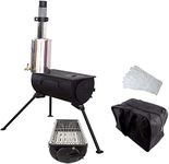 NJ Comfort Portable Wood Burning Stove Grill BBQ Camping Tent Heater Firepit + 3L Water Heater