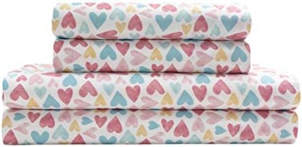 MALLARY BY MATTHEW Kids Super Soft-Soft 100% Microfiber Print Sheet, Watercolor Hearts Print, Twin