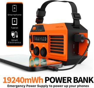 FosPower Emergency Weather Radio – Portable Hand Crank, Orange