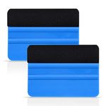 EHDIS 2 pcs Vinyl Squeegee Felt Edge Squeegee 4 Inch Car Vinyl Scraper Decal Applicator Window Tint Tool with Fabric Felt Edge (2 PCS, Blue)