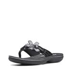 Clarks womens Brinkley Flora Flip Flop, Black Patent Synthetic, 7 US