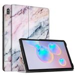 Fintie Folio Case for Samsung Galaxy Tab S6 10.5" 2019 (Model SM-T860 Wi-Fi, SM-T865 LTE, SM-T867 Verizon), [Patented S Pen Slot Design] Slim Fit PU Leather Stand Cover Auto Sleep/Wake, Marble Pink