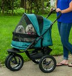 Pet Gear NO-Zip Double Pet Stroller, Zipperless Entry, for Single or Multiple Dogs/Cats, Plush Pad + Weather Cover Included, Large Gel-Filled Tires, 1 Model 3 Colors