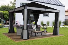 Sojag Outdoor 12' x 12' Lena Hardtop Gazebo Heavy Duty Aluminum Outdoor Sun Shelter, Anthracite