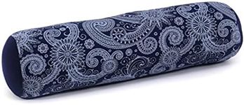 Leewadee Small Yoga Bolster – Shape-Retaining Cervical Neck Roll, Tube Pillow for Comfortable Reading, Kapok Filling, 50 x 15 x 15 cm, Blue White