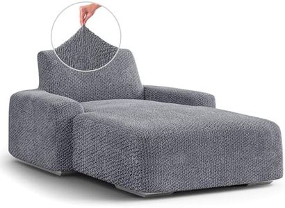 PAULATO BY GA.I.CO. Chaise Lounge Cover Lounge Chair Sofa Slipcover- Soft Polyester Fabric Slipcovers - 1-Piece Form Fit Stretch Furniture Slipcover - Velvet Collection - Grey (Chaise Lounge)