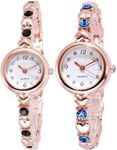 Acnos Stainless Steel Analogue White Dial Rosegold Bengle Black Blue Diamond Watch Gift For Girls Women Watch For Girl Or Women Combo Of 2, Rose Gold Band