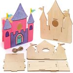 Baker Ross AT996 Castle Wooden Birdhouse Kits - Pack of 2, Bird Houses to Paint and Decorate for Kids Arts and Crafts or Garden Projects