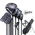 PGM Men's Complete Golf Club Sets - 12 Pieces - 3 Wood (#1,3,5), 1 Hybrid (#4H), 6 Irons(#5,6,7,8,9,PW), 1 Sand Wedge (52°), 1 Putter - Golf Stand Bag - MTG033-2