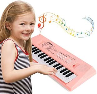 TOQIBO Kids Piano Keyboard, 37 Keys Piano for Kids Music Piano with Microphone Portable Multi-Function Electronic Keyboards for Beginners Educational Musical Toys for 3 4 5 6 Year Old Girls Boys(Pink)