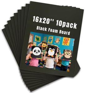10 Pack 16x20‘’ Black Foam Board, ZJCEASER Black Poster Board, 3/16" Thick Art Foam Core for DIY, Signboards, Painting, University Displays, Education Projects, Framing