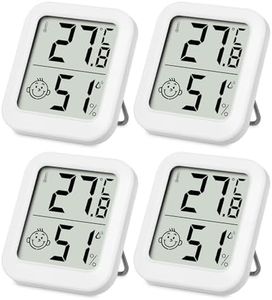 SOBEAU Thermomètre Intérieur, Mini Thermomètre Hygromètre Intérieur Digital à Haute Précision,4 Pieces LCD Mini Digital Thermometre pour Le Confort du Bureau à Domicile Thermomètre de Reptile