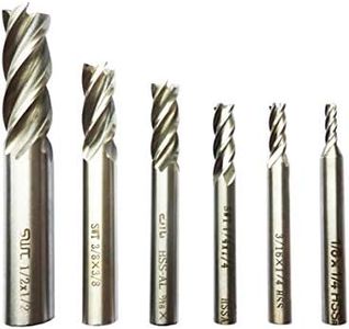 6Pack 1/8",1/4",3/16",5/16",3/8",1/2" inch Imperial Units High Speed Steel HSS 4 Flute Straight Shank Square Nose End Mill Cutter