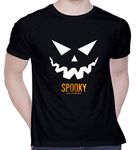 CreativiT Graphic Printed T-Shirt for Unisex Spooky Halloween Tshirt | Casual Half Sleeve Round Neck T-Shirt | 100% Cotton | D00540-35_Black_X-Large