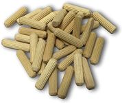 Merriway BH04855 (100 Pcs) Wooden Fluted Dowel Pin, M6 x 30 mm - Pack of 100 Pieces, White