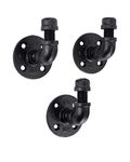 Towel and Robe Hook Set by Pipe Decor, Heavy Duty DIY Style, Rustic and Chic Industrial Iron Pipe Electroplated Black Finish, 3 Hooks Perfect for Bathroom Towels, Robes, or Coats, Oil and Rust Free