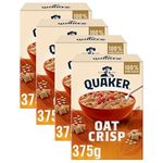 Quaker Oat Crisp Original Breakfast Cereal 375g - 4 Pack | Irresistible light crispy pillows of wholegrain oat breakfast cereal, High in Fibre & No Artificial Preservativesl