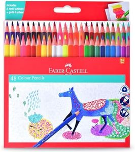 Faber-Castell Triangular Colour Pencil Set – Pack of 48 | Super Soft, Smooth & Child-Safe Colour Pencils | Classic Triangular Grip | Perfect for School and Art Projects