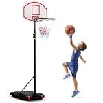 DAWOO Portable Basketball Hoop System Adjustable Height 179-209cm on Wheels, 28 Inch Backboard, Basketball Goals Indoor/Outdoor