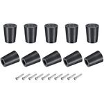 uxcell Rubber Bumper Feet, 1.22" H x 0.94" W Round Pads with Stainless Steel Washer and Screws for Furniture, Appliances, Electronics 10 Pcs
