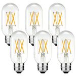 LiteHistory E26 LED Bulb 6W Equivalent e26 led Bulb 60 Watt Dimmable Warm White 2700K E26 Edison Bulb AC120V 600lm Tubular T14 T45 LED Bulb for Pendant, Sputnik,Vanity,Chandeliers Pack of 6