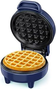 SNAILAR Mini Waffle Maker, 550W Waffle Iron, Ready Indicator Light, Non Stick Coating, Cool Touch Handle, Compact Size, Blue