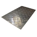 Aluminium 5 Bar Checker Plate | 250 x 500mm (25 x 50cm) Aluminum Metal Chequer Plate Sheet Plate Kick Plate (1.5mm 250 x 500mm Panel x 1 Pack)